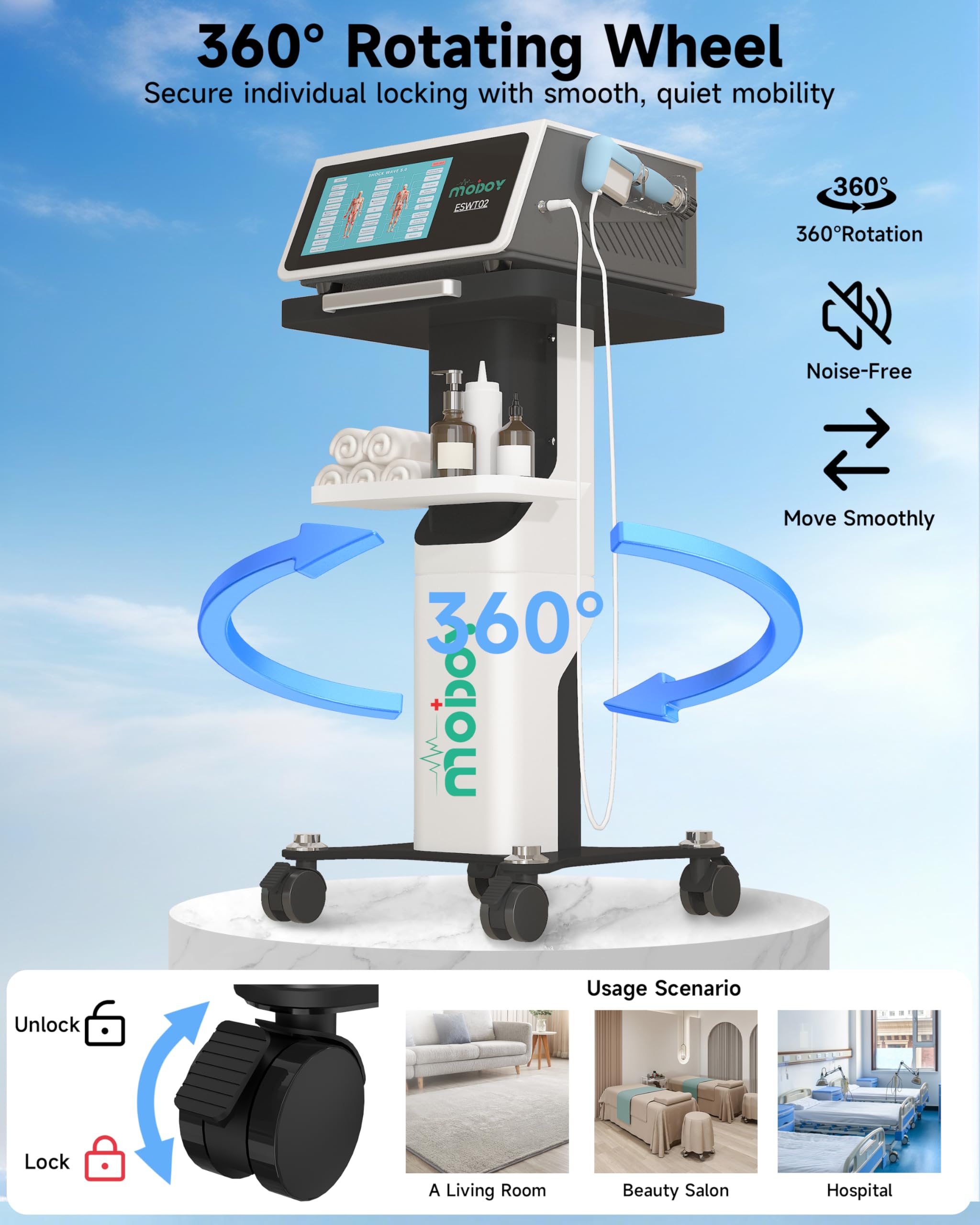 Amazon.com: MODOY Shockwave Therapy Machine Cart with Wheels